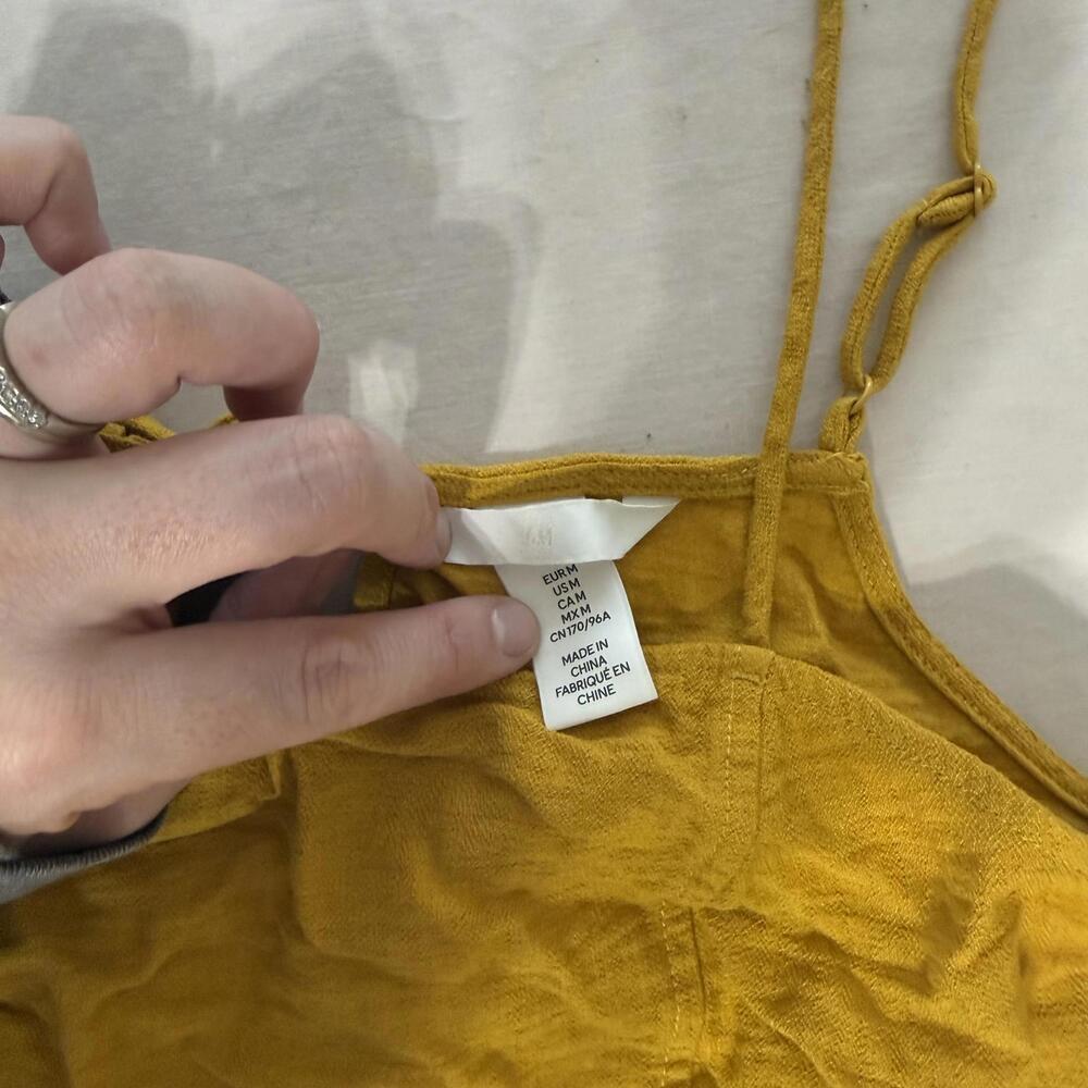 H&M Mustard Yellow Spaghetti Strap Dress Size Medium - Picture 6 of 8
